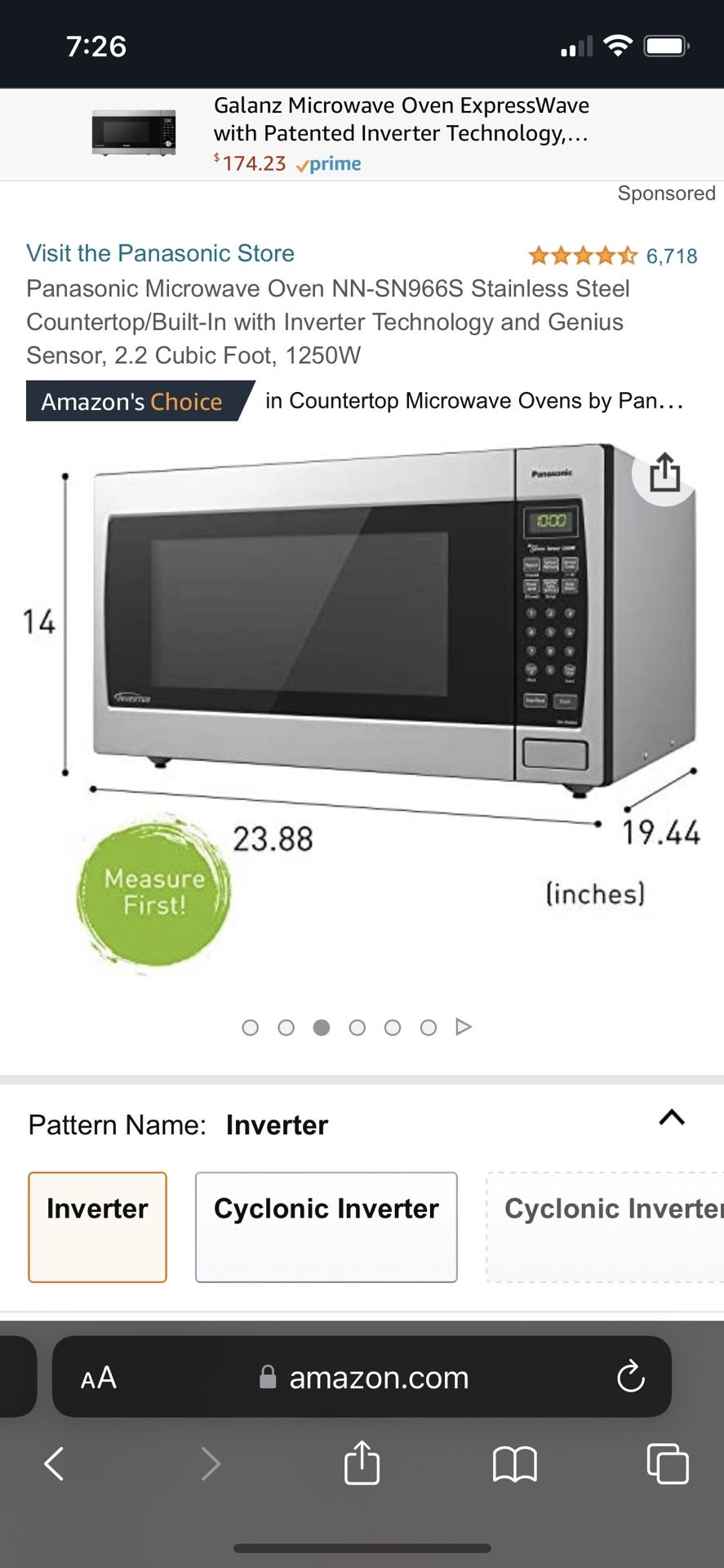 Panasonic Microwave Oven NNSN966S Stainless Steel Countertop for Sale