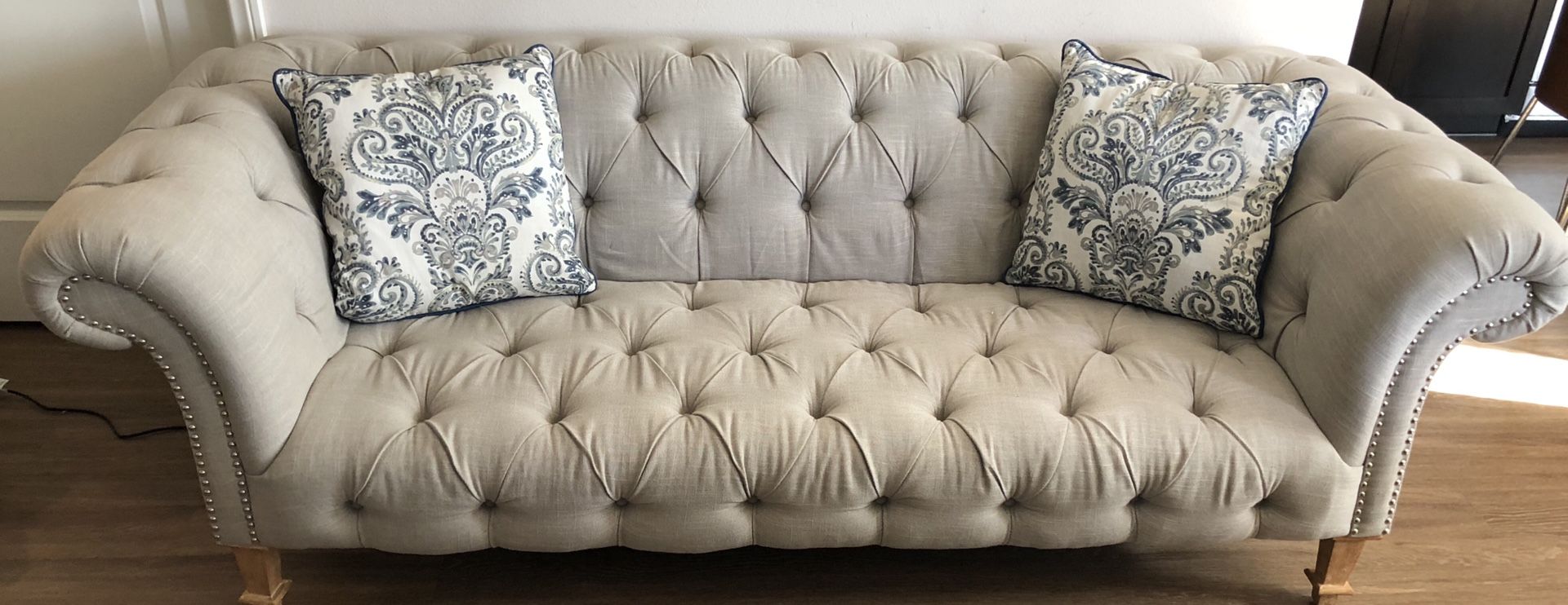 Beige Tufted Sofa