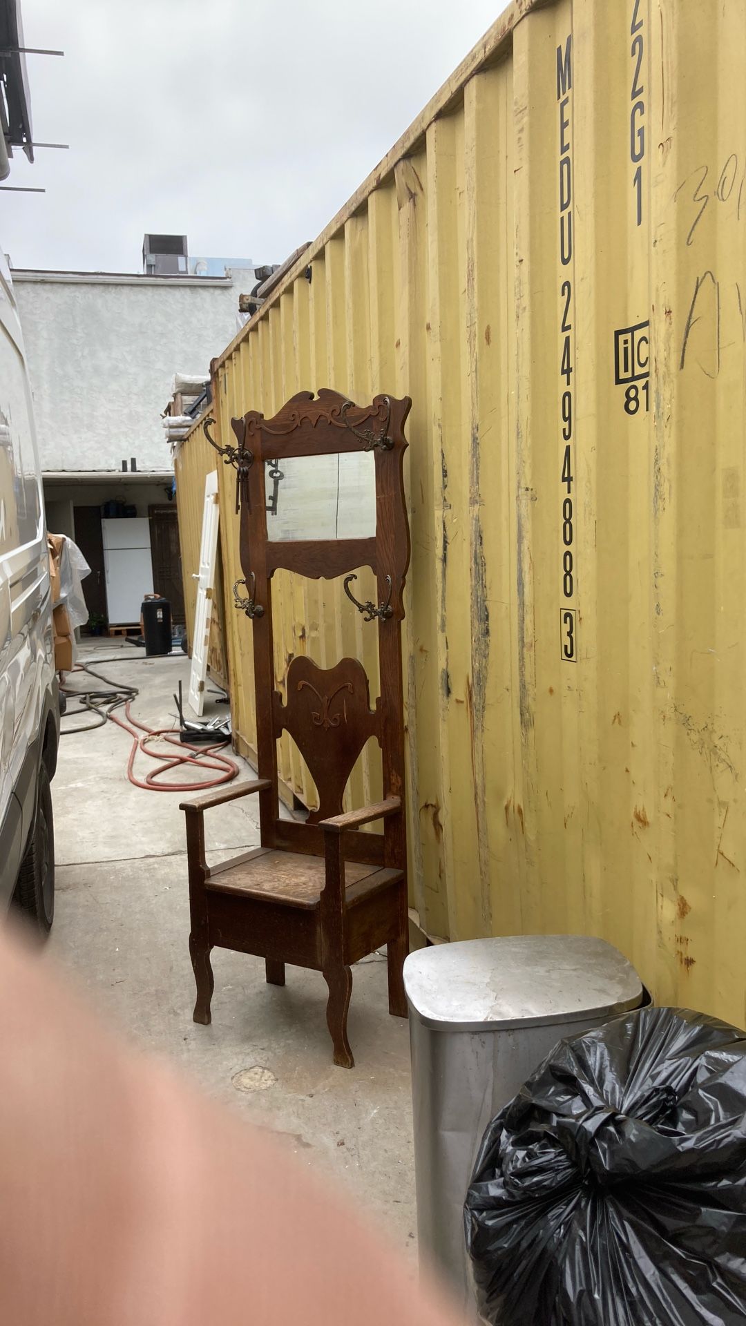 Antique Hall Tree Chair Oak