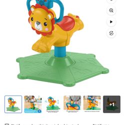 Fisher-Price Bounce & Spin Lion Stationary Ride-On Electronic Learning Toy for Toddlers