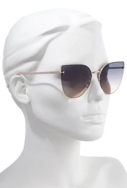 Tom Ford Ingrid-02 TF 652 28P Cat-eye gradient smoke sunglasses rose gold metal frame