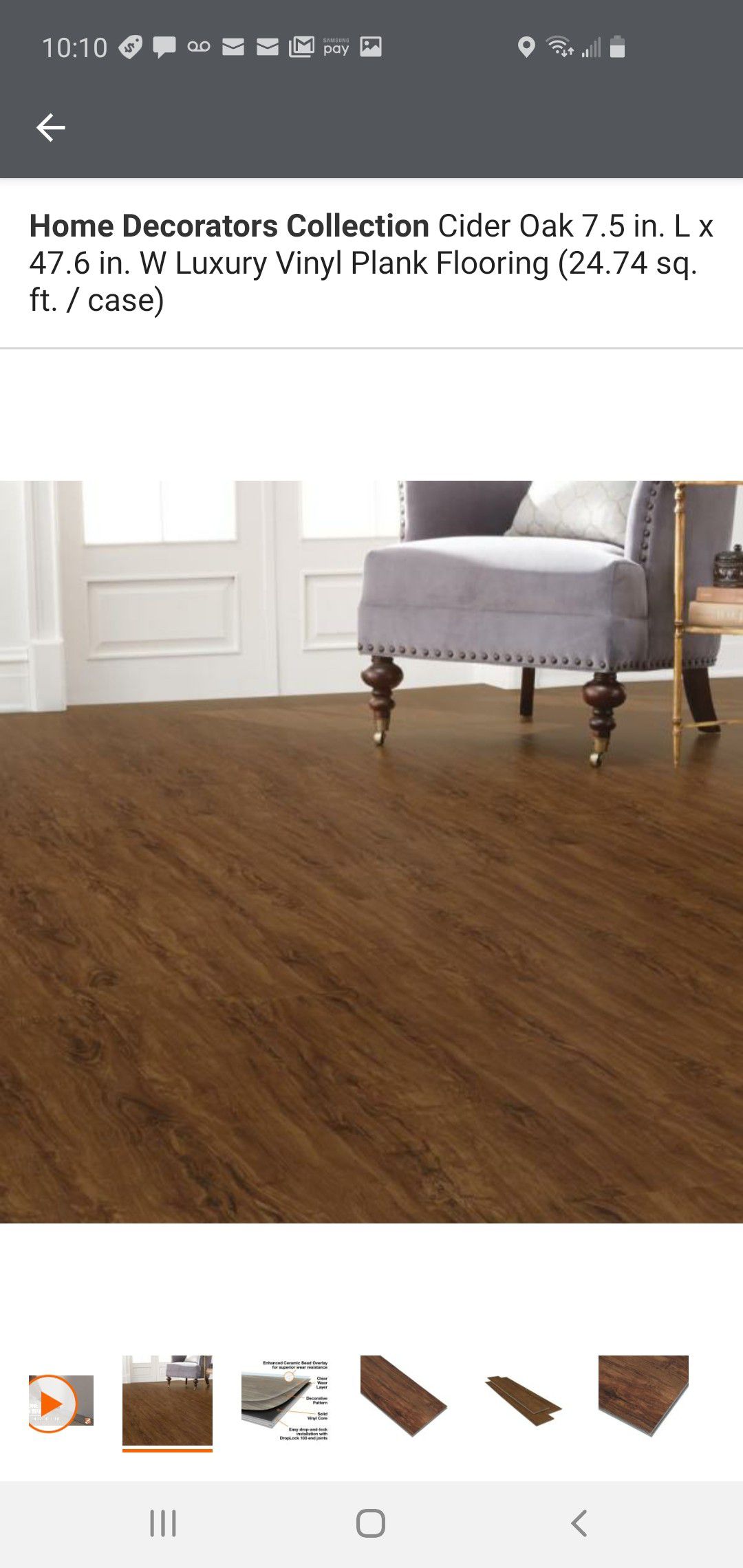 250sf Home Decorators Collection LVP Flooring "cider oak"