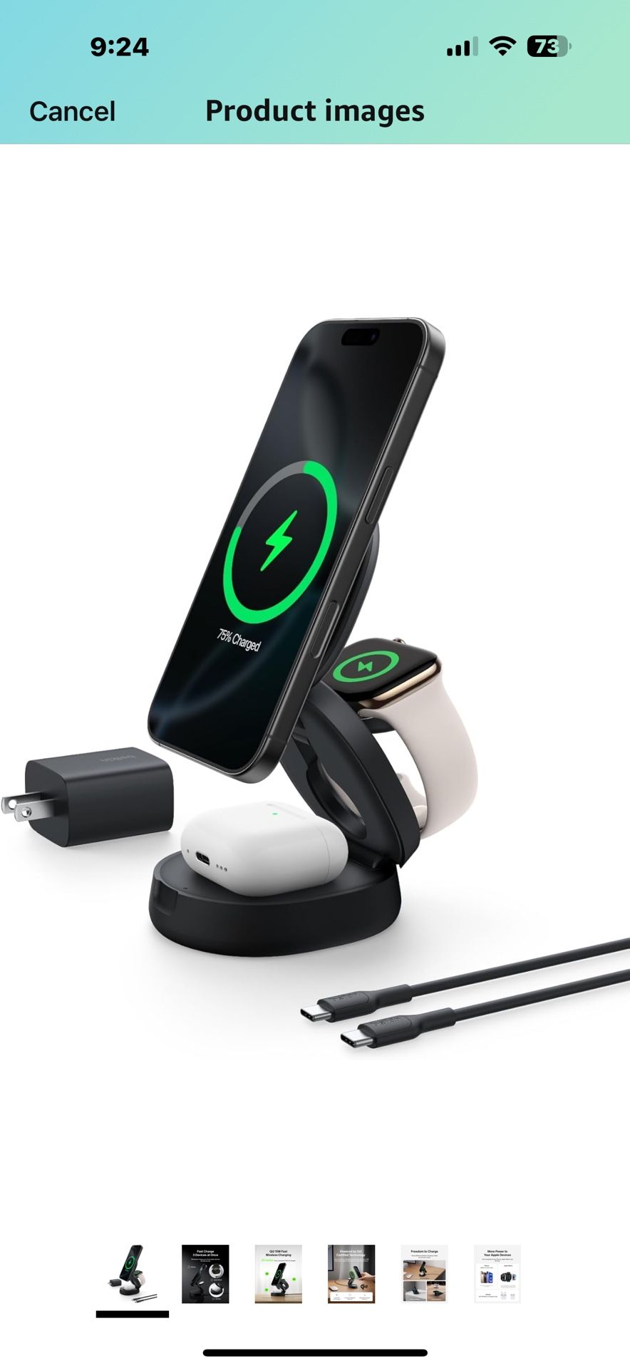 Belkin MagSafe Charger Compatible, 3-in-1 Qi2 Wireless Charging Station 15W, Convertible Wireless Charger for iPhone 16, Apple Watch, AirPods, Portabl