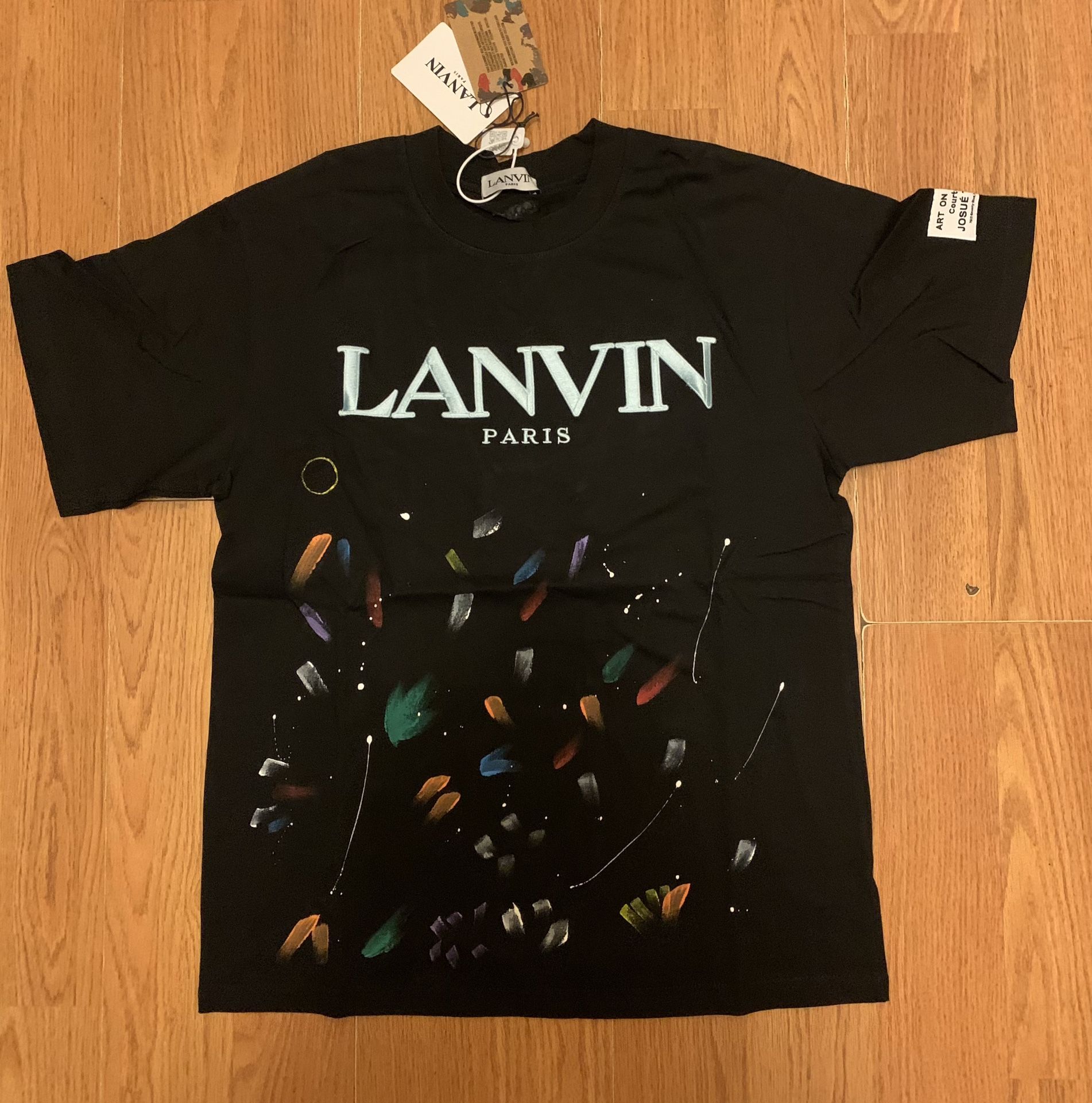 Lanvin Black Graphic Tee Paint Size  