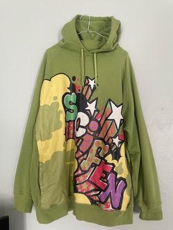 Vintage Y2K SCIFEN Graffiti Graphic Hoodie Lime Green Men's 3XL Y2K Streetwear