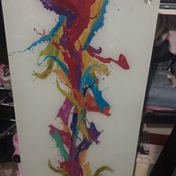 paint splatter style glass top desk