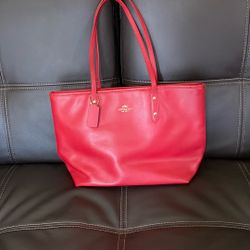 Coach Zip Top Tote Women's Handbag - Red