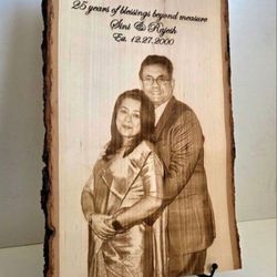 Photo Engraving On Live Edge Wood