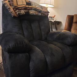 Blue Suede Recliner With Massage 