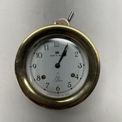 Ships Bell 8 Day Clock Brass Made in Germany NO Key 12/24 Hour Runs