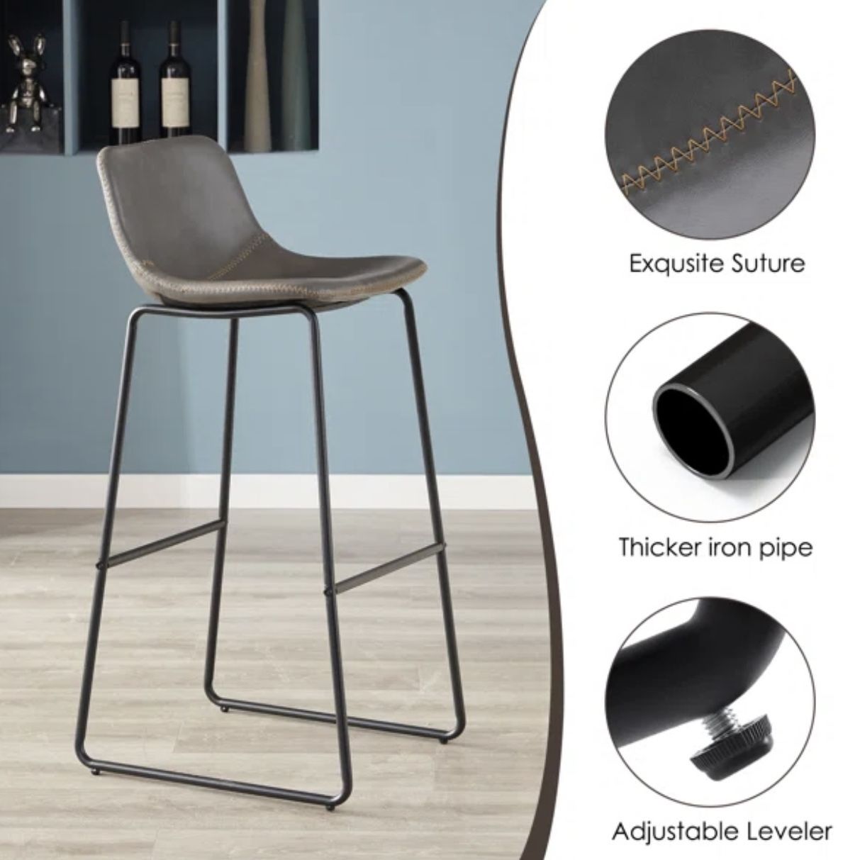 (Brand New) 4 Faux Leather Counter & Bar Stools By Latitude Run