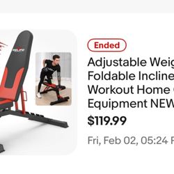 Weight Bench Adjustable With Folded Incline  New Unopened Box