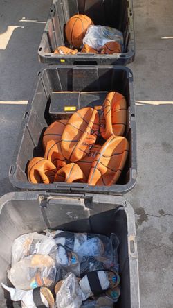 Lot of Deflated and Inflated Basketballs