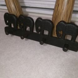 WOODEN ELEPHANT AFRICAN COAT HANGER