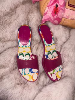 RARE VTG COACH Pink Jelly kitten heels J P613 Women's Size 7.5M