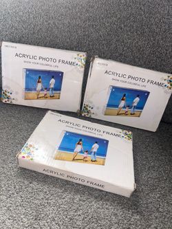 AMEITECH Acrylic Photo Frames,3.5x5'' Double Sided Magnetic Picture Frame, Desktop Frameless Postcard Display