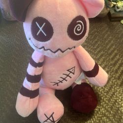Anime Kawaii Goth ZOMBIE CAT Pink & Maroon Kitty 9" PLUSH