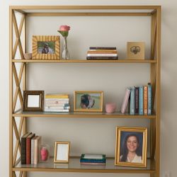 Fire Sale   MODERN GOLD BOOKSHELF HOME DECOR FURNITURE GLAM DISPLAY UNIT