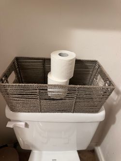 Gray wicker stage basket bathroom toilet paper bathroom organizer basket