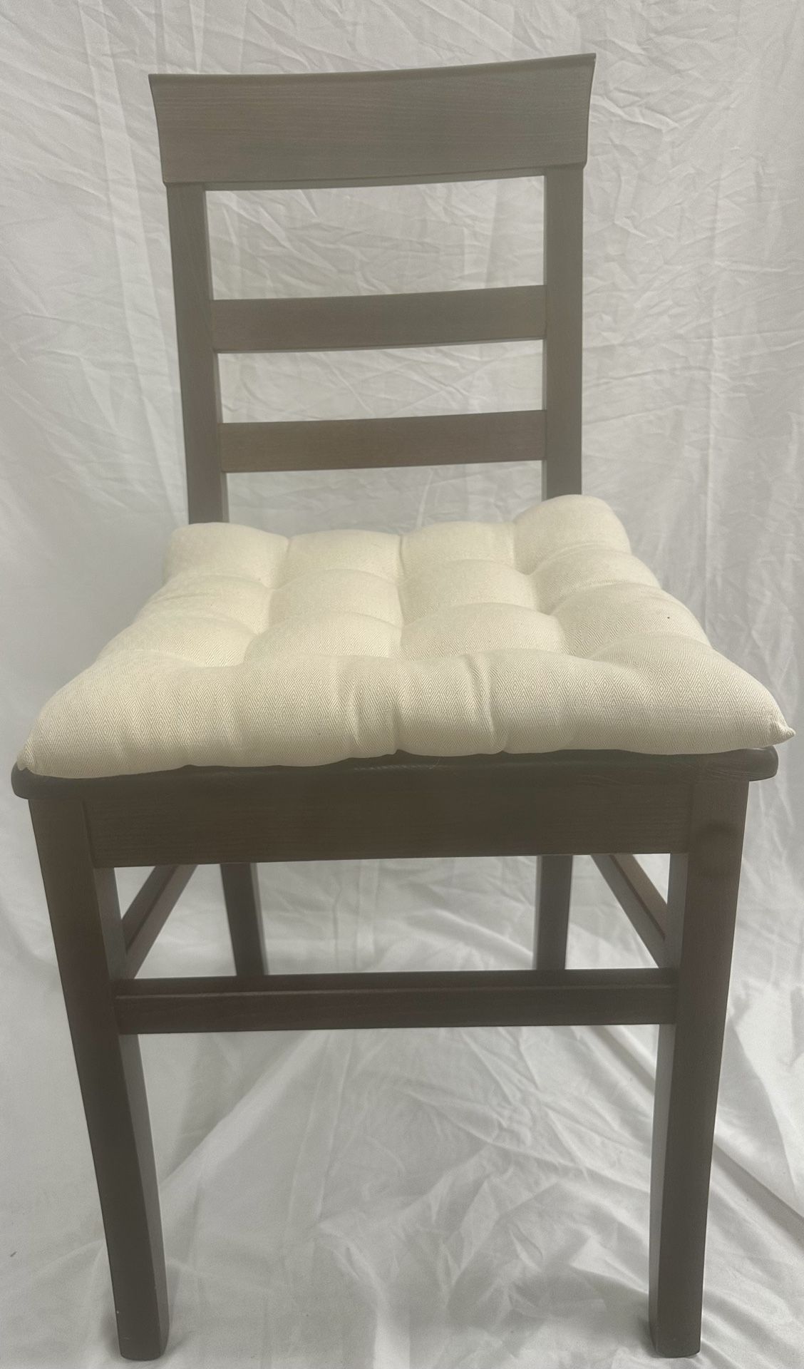 Solid wood walnut ladder style chair, with cushion