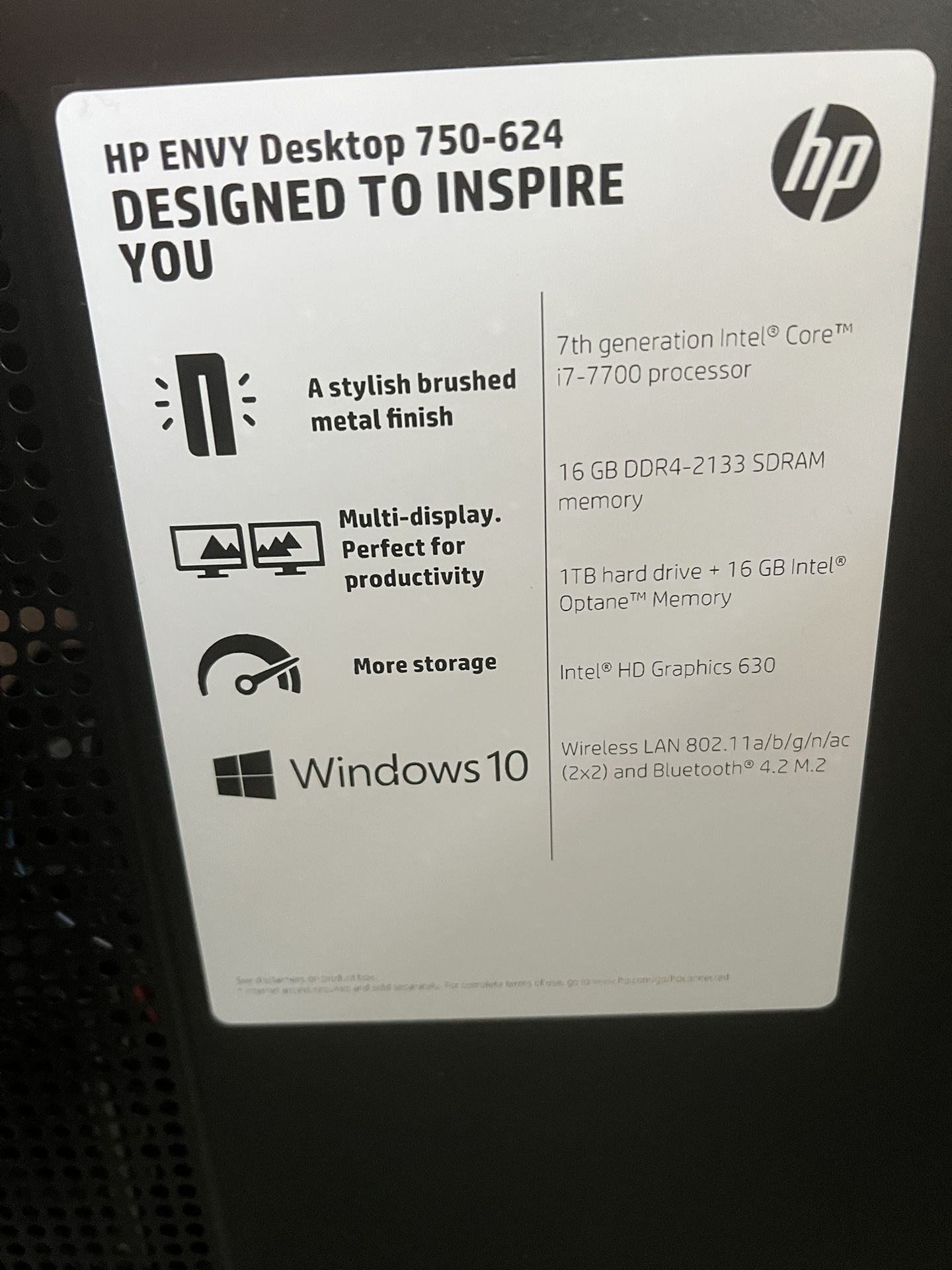 HP Desktop Computer and Printer With 2 New Inks