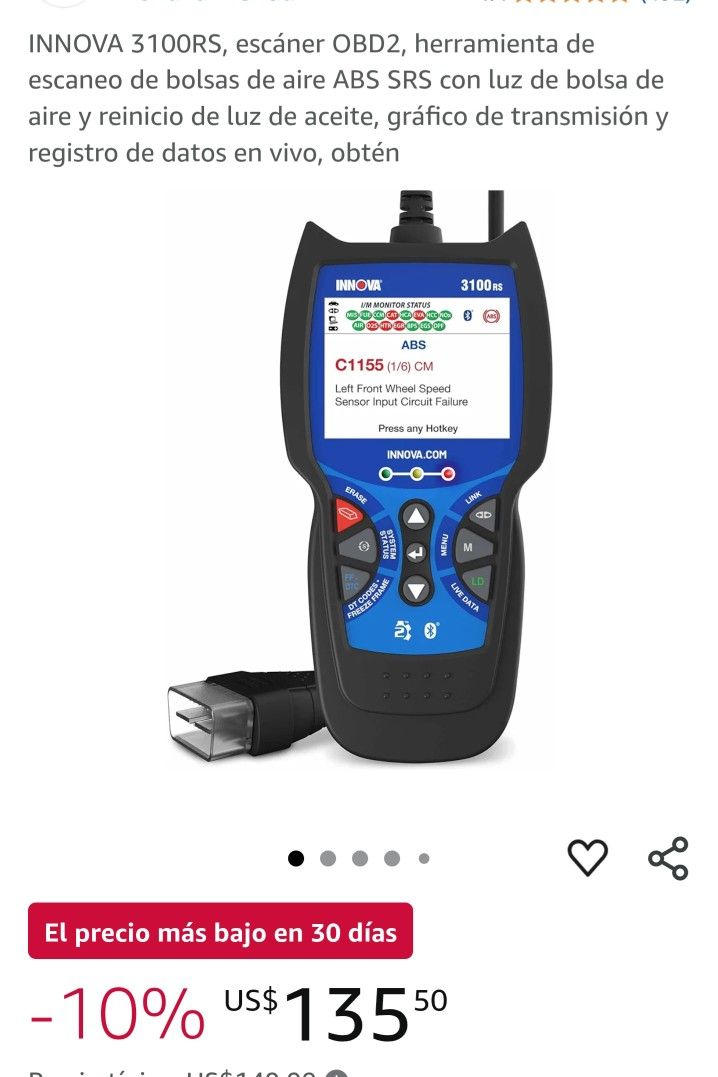 INNOVA 3100RS OBD2 Scanner ABS SRS Airbag Scan Tool with Airbag Light & Oil Light Reset, Transmission Graph & Live Data Log, Get