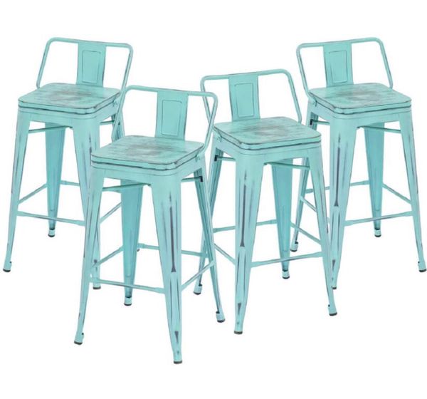 Brand new Tiffany Blue distressed bar stools for Sale in Stanwood, WA