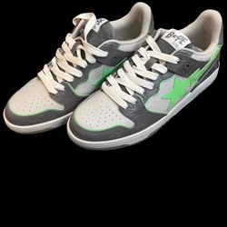 Size 11 - A bathing ape Sk8 Sta Grey/Green. 