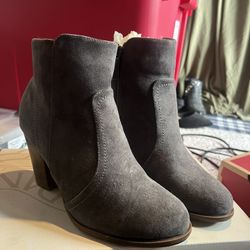 Gray Suede Ankle Boots 