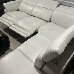 SECTIONAL GENUINE LEATHER RECLINER ELECTRIC WHITE COLOR… DELIVERY SERVICE AVAILABLE ✅🚚