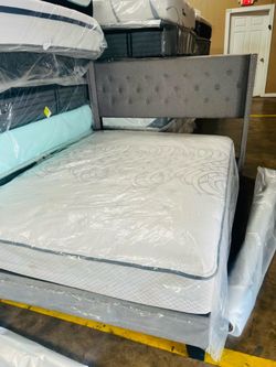 Bed frame queen with mattress