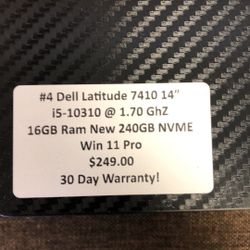 #4 Dell Latitude 7410 14” I5-10310 16GB Ram New 240gb Nvme Win 11 Pro
