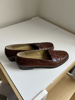 Barney’s New York Brown Crocodile Men’s Loafers