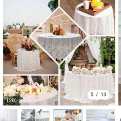 White Lace Linens Rounds 120'