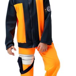 Anime Uzumaki Cosplay Costume Zipper Up Jackets Pants, Size S