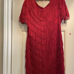 RED FRINGED DRESS