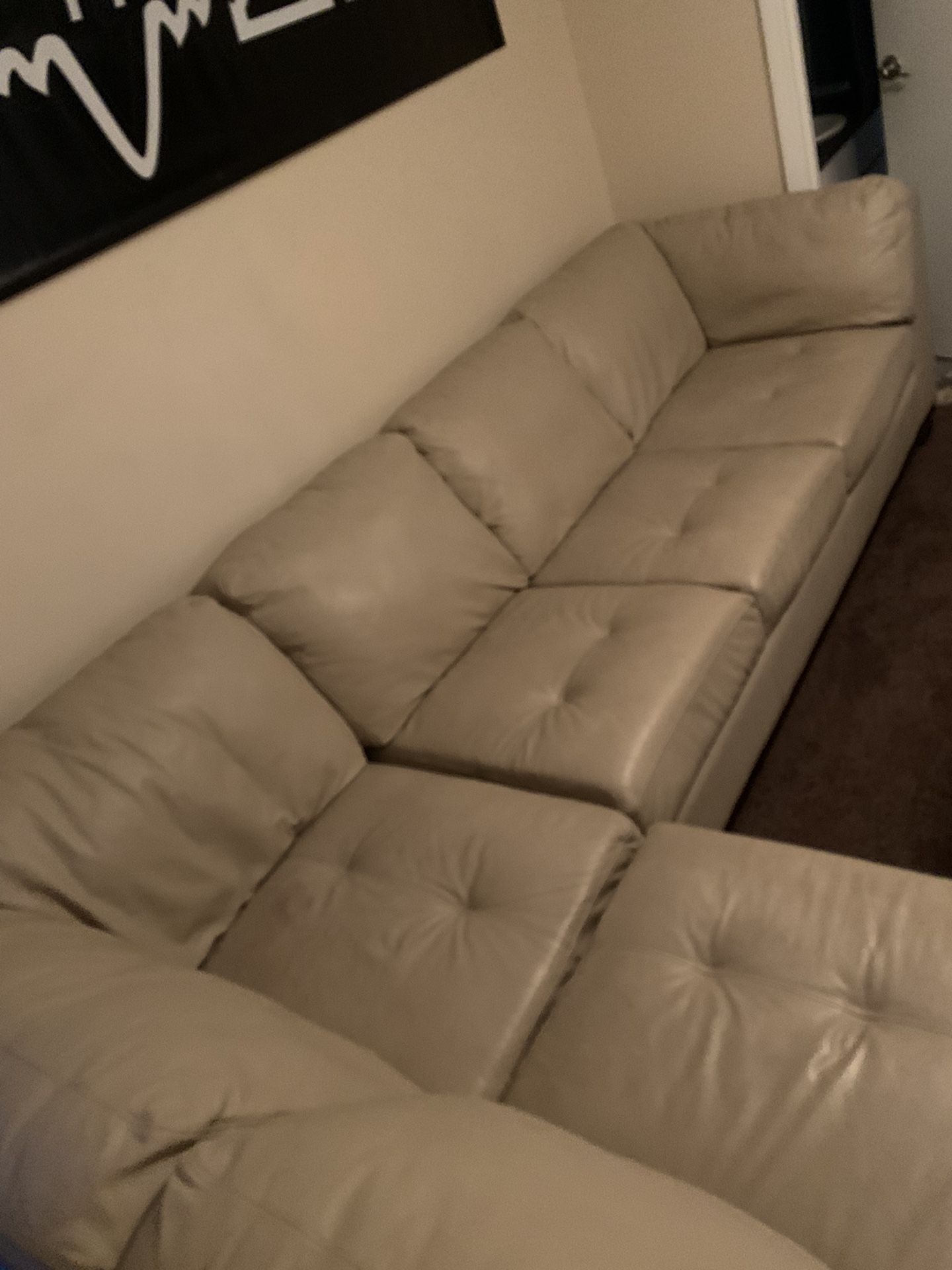 White Leather Couch 