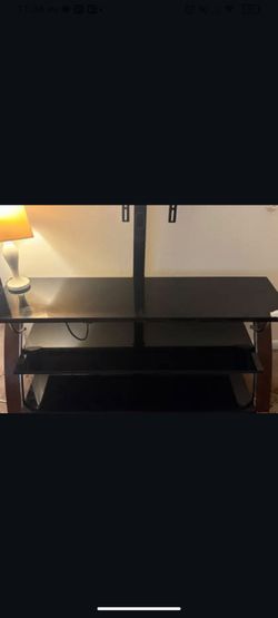 3-Tier Black Glass TV Stand