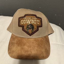 COWBOY HORSESHOE FAUX VISOR LEATHER BASEBALL CAP HAT TAN