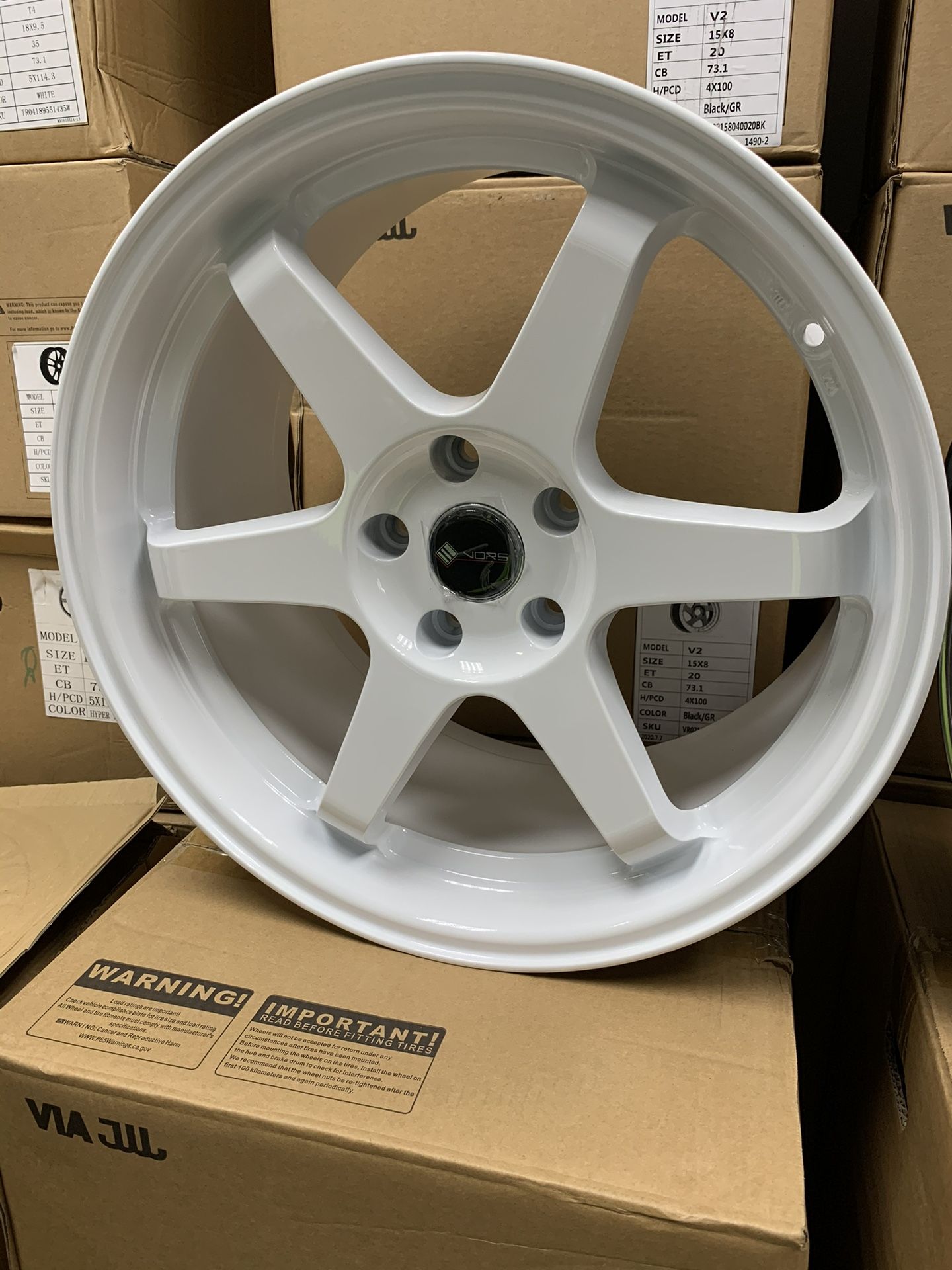 TE37 Style 5x114.3 Rims 18x9.5” New White