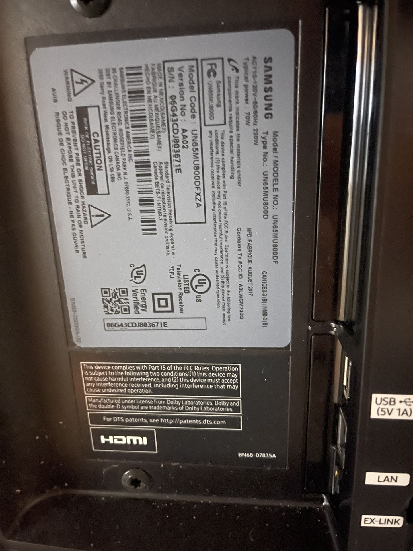 Samsung 65 Inch 4k UHD