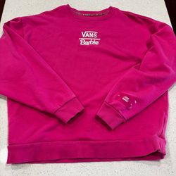 Vans x Barbie Pink Crewneck Sweatshirt Medium Embroidered Logo 2023 Mattel