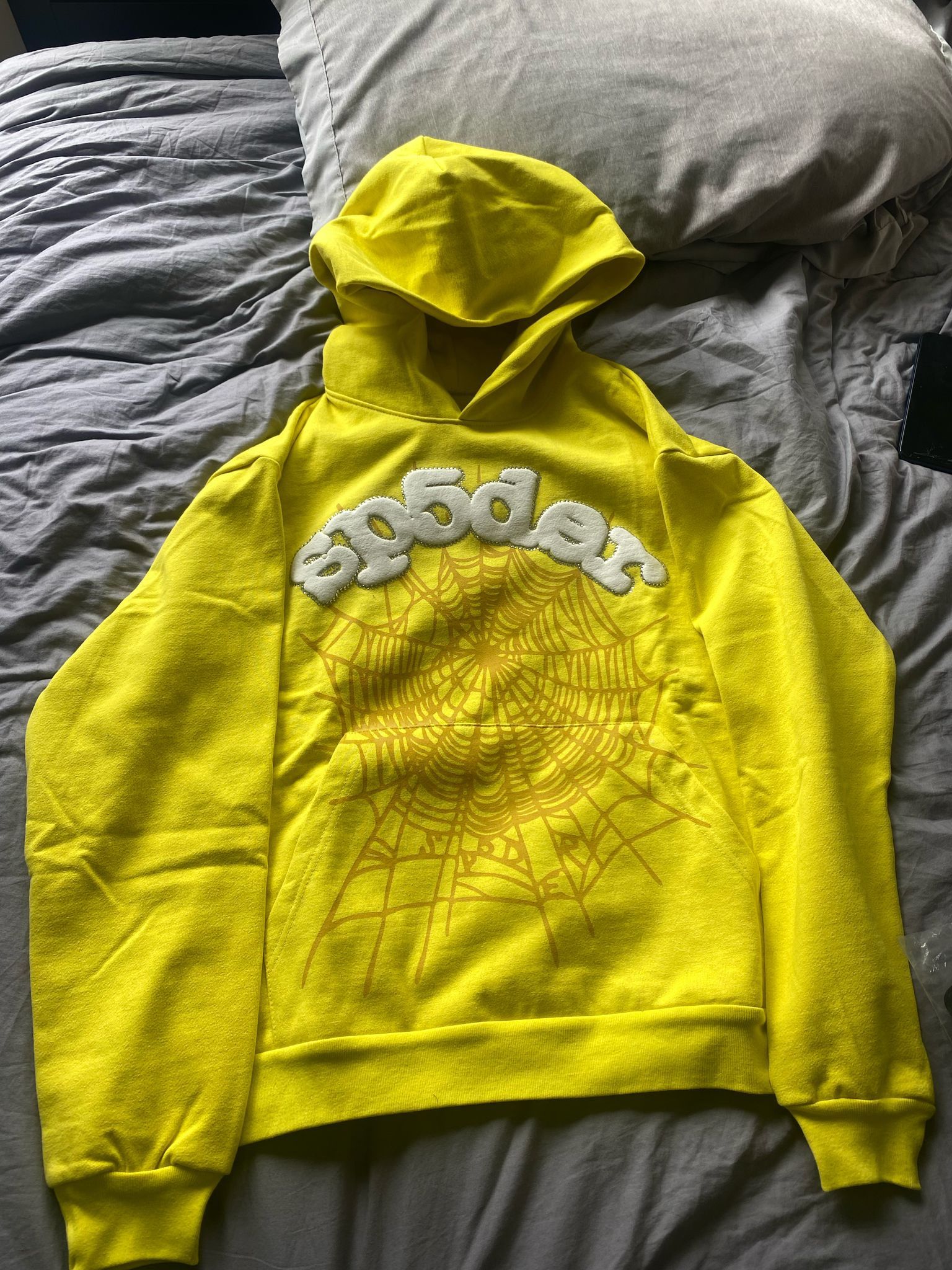 Yellow SP5DER hoodie