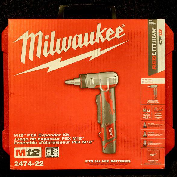 (SALE PENDING) *BRAND NEW* Milwaukee M12 Cordless Pro PEX Expander Kit With 3 Heads (2474-22)