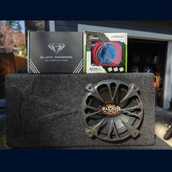 Kicker Old School 10" Sub Ported Box Amp And Wiring Kit 