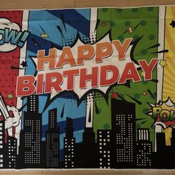 Superhero Birthday Party Backdrop