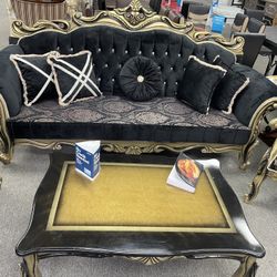 New In The Box 📦 Black Classic Sofa Set Sleeper 3pc - Delivery And Financing Available 