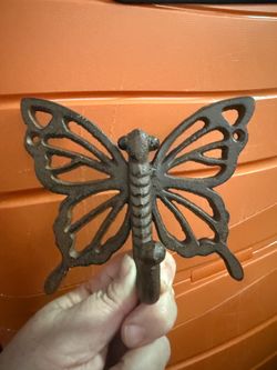 Vintage cast iron butterfly towel or coat hook