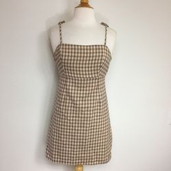 Kendall & Kylie Tan Plaid Mini Dress Size Small