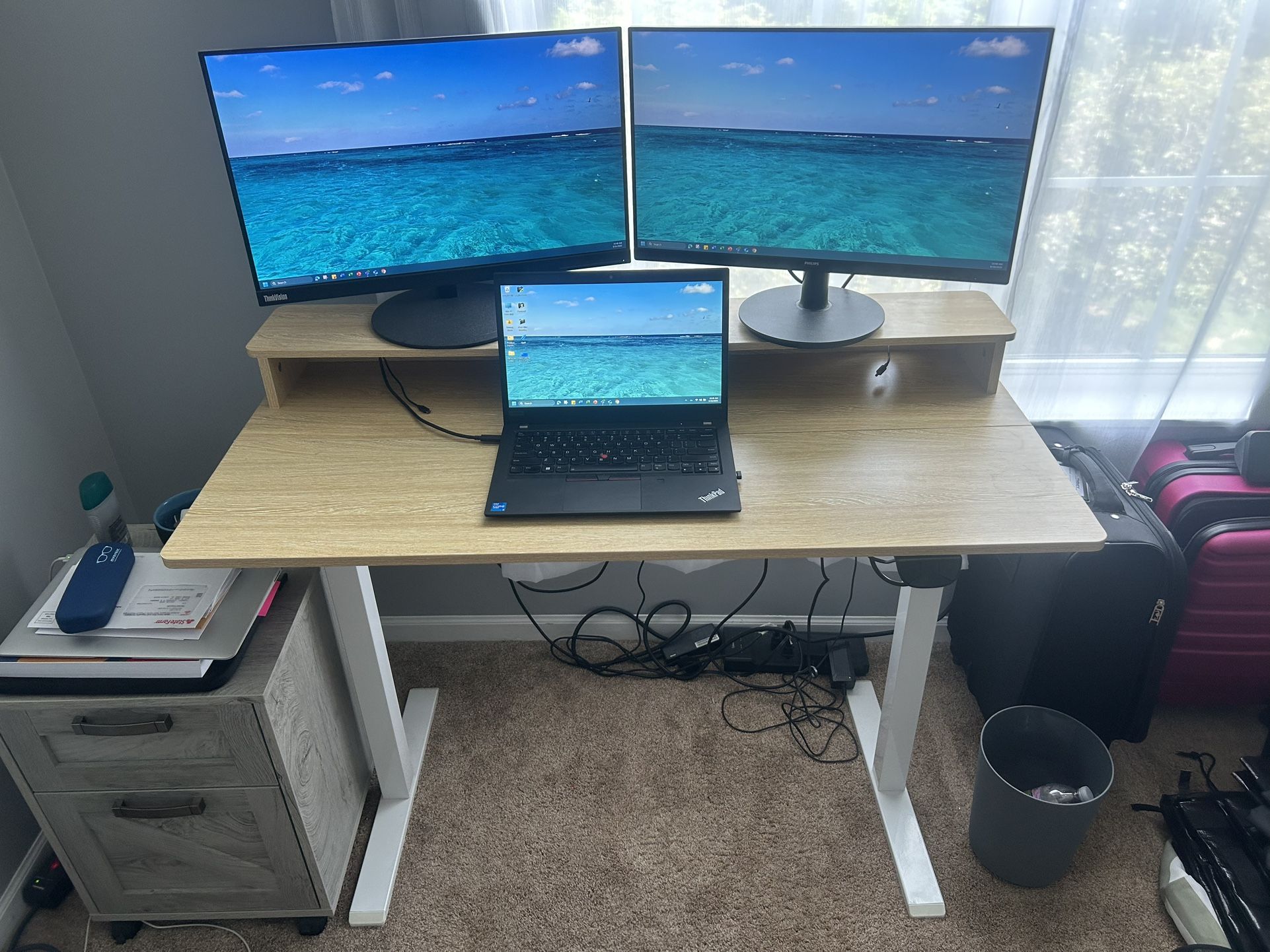2-Tier Height Adjustable 45" Electric Standing Desk